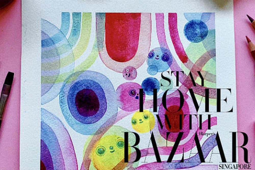 Stay Home With BAZAAR - Simple Watercolour Illustration
