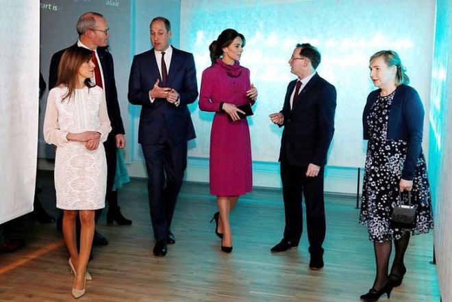 The duke and duchess attend a reception held by the Irish Tánaiste on day two of their tour.

Photo: Getty