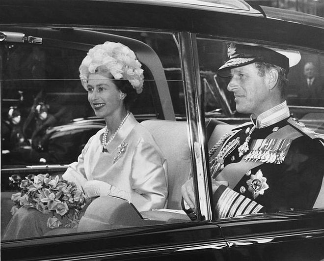 Queen Elizabeth II and Prince Philip in London following their return from a royal tour of India.