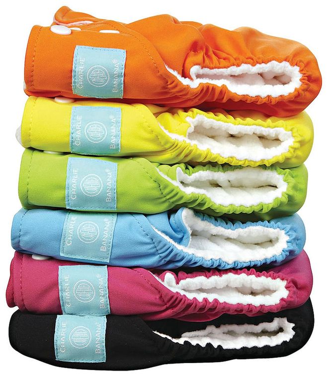 The big question, reusable or disposable? Reusable diapers have come a long way and are easy to use and eco-friendly, but like anything, your choice will depend on your lifestyle. Resusable diapers with bamboo inserts, $35.90 each, Charlie Banana