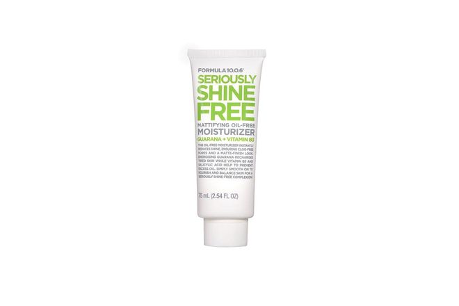 Formula 10.0.6 Seriously Shine Free Mattifying Oil-Free Moisturizer hydrates with aloe vera while bamboo extract mops up excess sebum to keep skin balanced without clogging up pores. 
