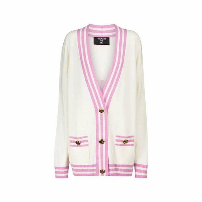 Wool and Cashmere-Blend Cardigan, $2,080, Balmain from Mytheresa