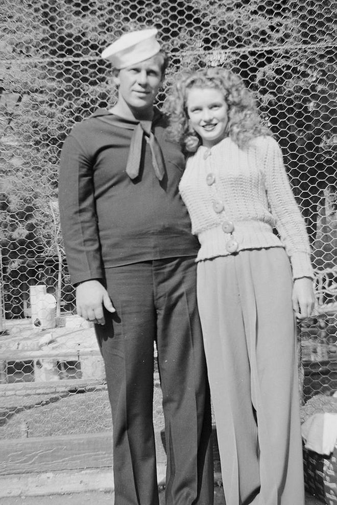 Monroe and Dougherty during their first year of marriage. Photo: Getty 