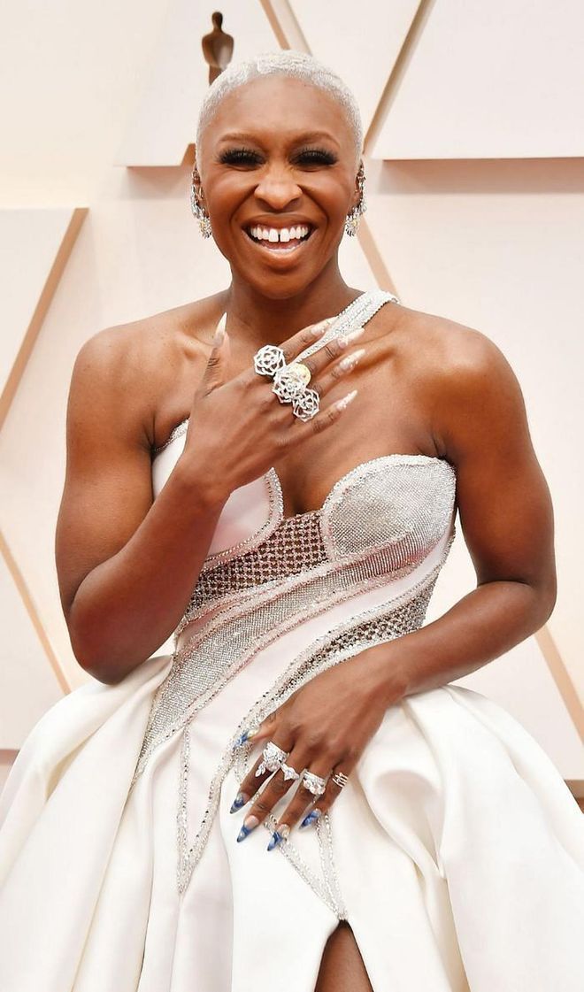 Harriet star Cynthia Erivo's intricate and stunning nail art was showstopping at the 2020 Oscars, thanks to nail artist Gina Oh. It was inspired by Vincent van Gogh's Starry Night and was meant to evoke Harriet Tubman following the North Star to freedom.

Photo: Courtesy