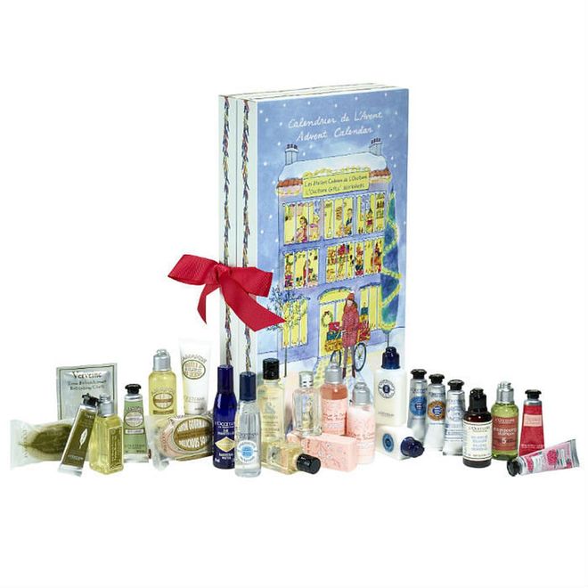 Comprises 24 items, including Relaxing Shower Gel, Shea Butter Hand Cream, Pivione Flora Hand Cream, Cherry Blossom Shimmering Lotion, Roses Et Reines Hand & Nail Cream, Thé Vert & Bigarade Shower Gel, Almond Milk Concentrate , Shea Butter Ultra Rich Face Cream, Almond Delicious Hands, Shea Butter Ultra Rich Body Lotion, Aromachologie Shampoo, Jasmin & Bergamote Shower Gel, Cherry Blossom Bath & Shower Gel, Soap with Verbena Leaves, Verbena Refreshing Cloth, Shea Butter Ultra Rich Shower Cream,  Almond Shower Oil, Verveine Shower Gel, Shea Butter Foot Cream, Cherry Blossom Eau De Toilette, Verbena Cooling Hand Cream Gel, Immortelle Essential Water, Shea Butter Gentle Toner, Almond Delicious Soap 
