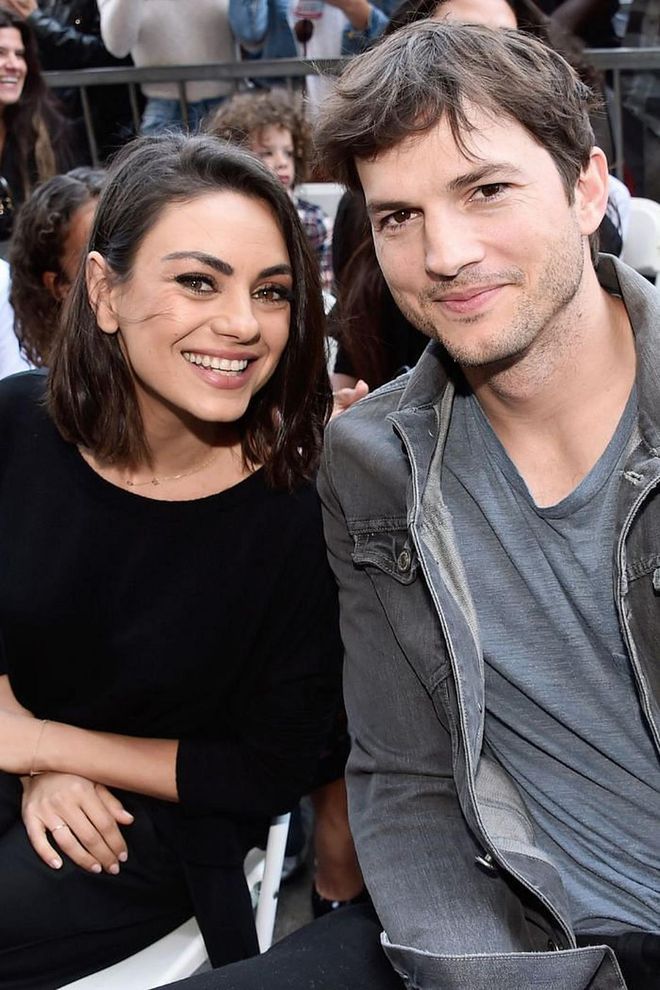 Mila Kunis and Ashton first meet on the set of their hilarious television show That '70s Show. At the time Mila was in a long-term relationship with McCully Culkin and Kutcher eventually married, then divorced Demi Moore. In 2012, the two reconnected at the Golden Globes. and were engaged by 2014.

"We started dating with the idea we're both never going to get married," Kunis said to Howard Stern. "[Kutcher] just got out of a marriage. I got out of a long relationship. I was single and having the best time ever. I was totally dating, having a great time, and I was like, 'I'm never getting married.' He's like, 'Great, neither am I!' And we're like shaking hands on it and we're like, 'Life is great!' A year later, we're like, 'Tomorrow, let's get married.'"

Today, the couple have two children together: Dimitri Portwood, 2, and Wyatt Isabelle, 4.

Photo: Getty