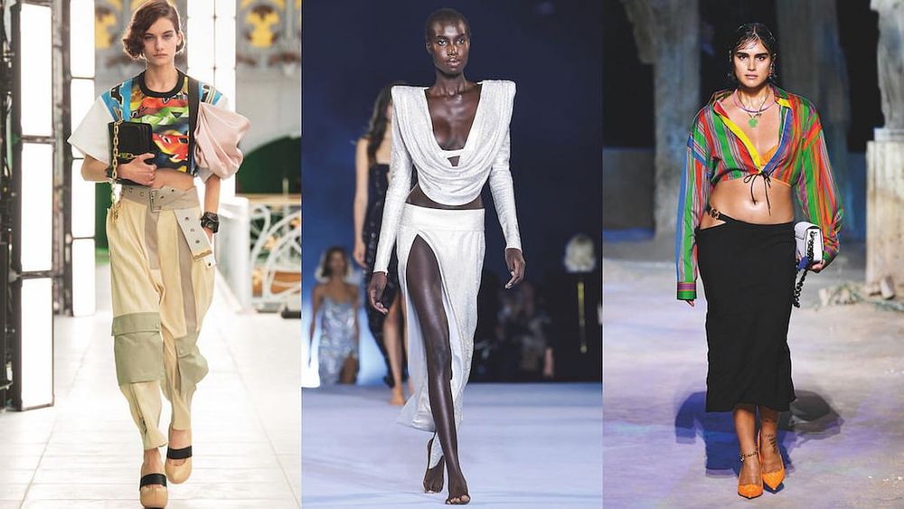 From left: Louis Vuitton, Balmain and Versace