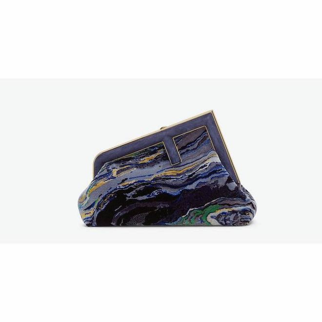 Fendi First Small Blue Marbled Fabric Bag, $5,490, Fendi
