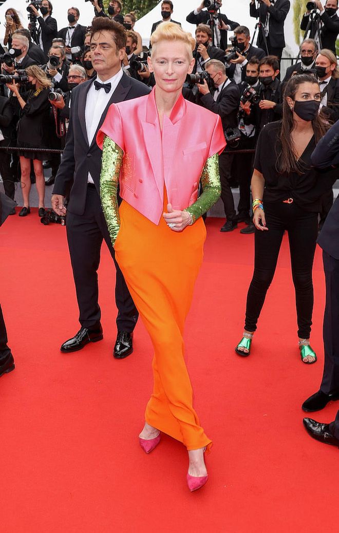 Tilda Swinton attends the "The French Dispatch" screening during the 74th annual Cannes Film Festival on July 12, 2021 in Cannes, France. (Photo: Mike Marsland/WireImage)