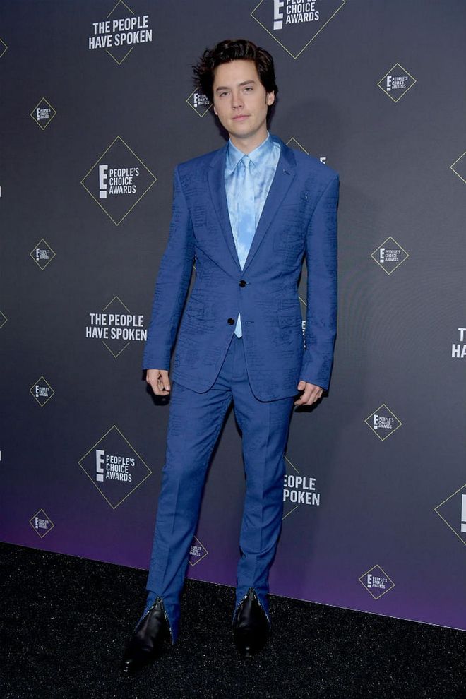 Cole Sprouse has a full-blown royal blue suit moment.

Photo: Getty