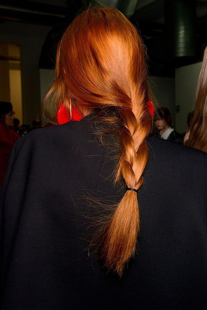 It's rare to see a hair color almost as gorgeous as the hairstyle, as spotted backstage at Emporio Armani's fall show.