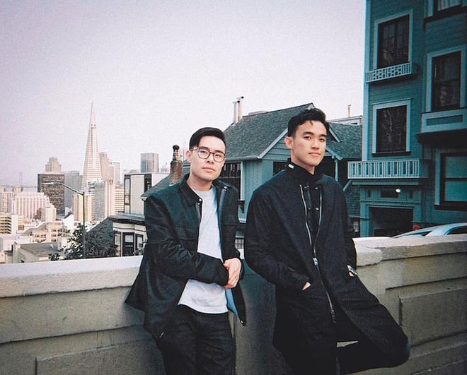 Lim (right) in his favourite jacket during his travels to Los Angeles in 2016. (Photo: Manfred Lim)