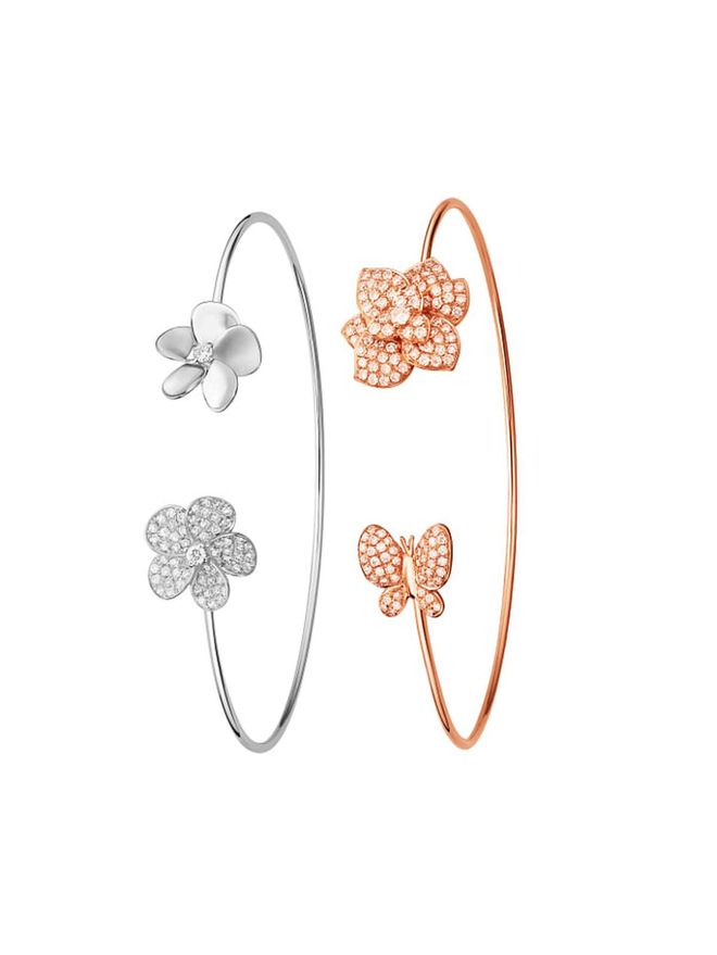 Noémie bangles in rose and white gold with diamonds, Lee Hwa Jewellery