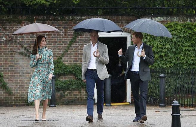 On the eve of the 20th anniversary of Princess Diana’s death, Prince William, who was accompanied by wife Duchess Kate, and Prince Harry made a poignant visit to the new Kensington Palace memorial garden dedicated to their mother. The brothers had also spoken candidly about losing their mom in a BBC documentary, Diana, 7 Days, in which they praised their father for supporting them as they grieved.

Photo: Getty