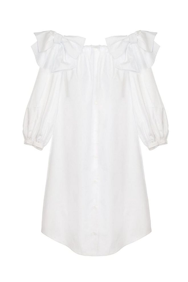 The off-the-shoulder trend shows no sign of waning and this pretty white dress will work hard all summer long.