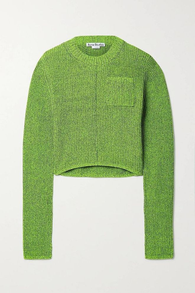 Cropped Ribbed-Knit Sweater, $509, Acne Studios at Net-a-Porter