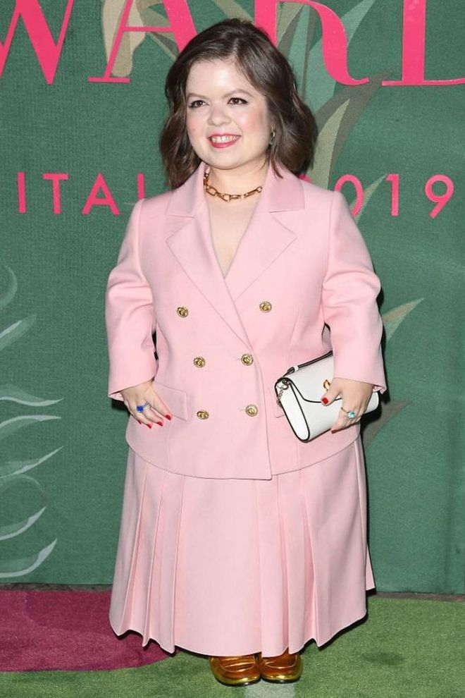 Sinead Burke wore a pink pleated skirt suit.

Photo: Getty Images