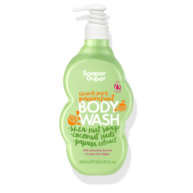 Glass, while easily recycled, could be dangerous in the shower, so Soaper Duper focuses on reducing the amount of new plastics created in the world. The brand uses a combination of recycled and recyclable plastic to create its statement bottles. Photo: Courtesy