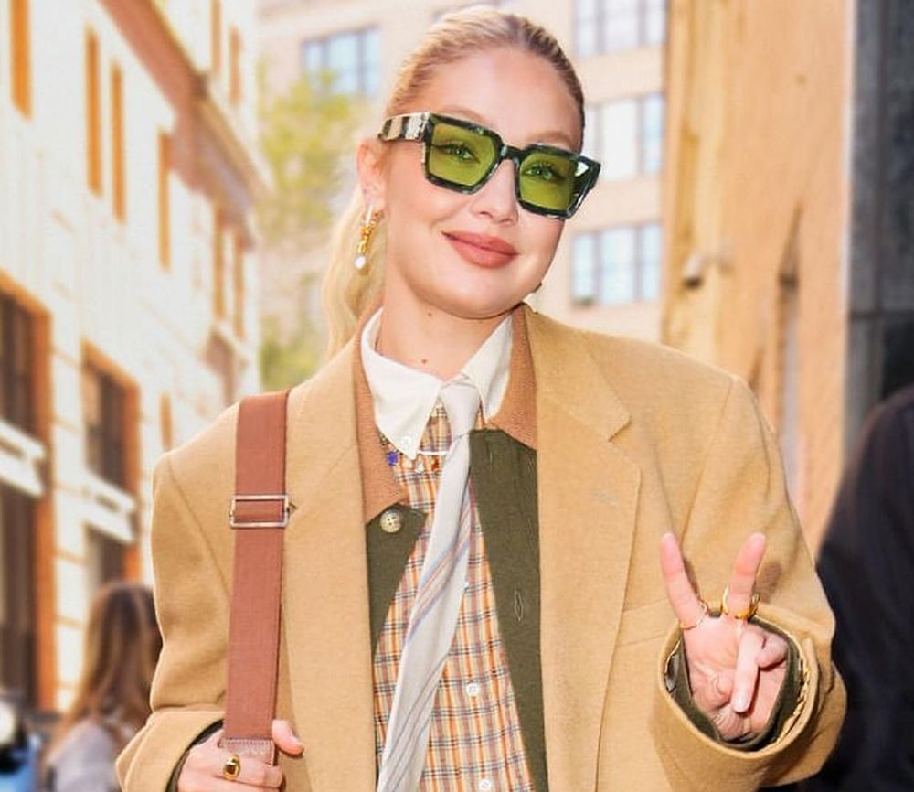 Gigi Hadid Channels Costal Grandmother Style in a Beige and Olive Look