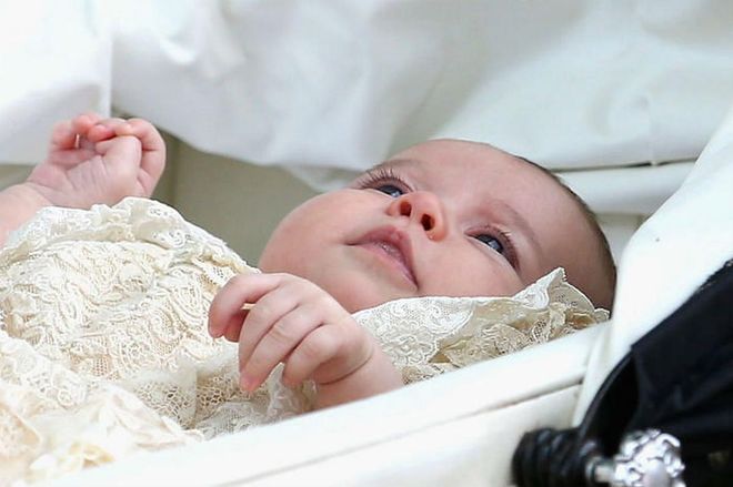 And this is when they often make their official first public appearance. Prince George was christened at St. James's Palace in London and Princess Charlotte (above) was christened at Church of St. Mary Magdalene on Queen Elizabeth II's Sandringham Estate.
Photo: Getty
