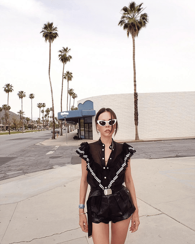 Get some short shorts with attitude like Evangelie, who isn't afraid to wear black in the desert.

Shop it: 3.1 Phillip Lim shorts, $795, fwrd.com.