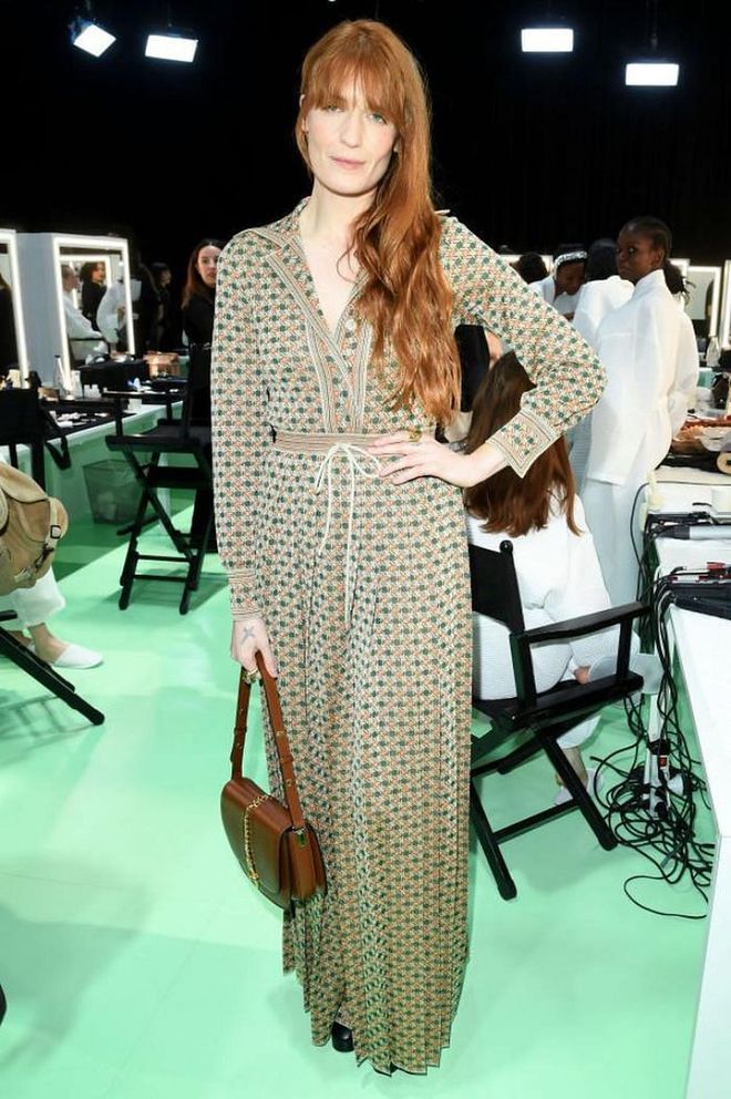 Florence Welch attended the show in a patterned maxi dress.

Photo: Daniele Venturelli / Getty