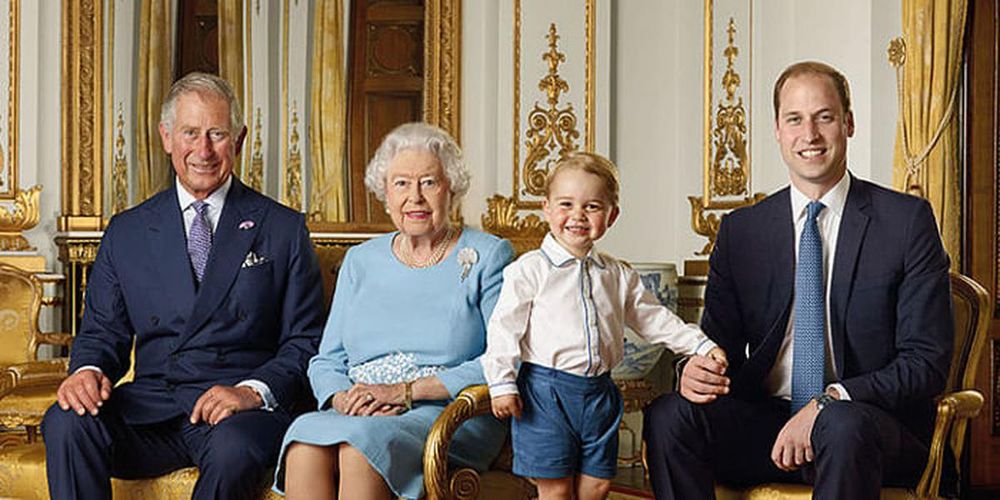 Prince George Poses With Queen Elizabeth, Prince Charles & Prince William For A Special Portrait