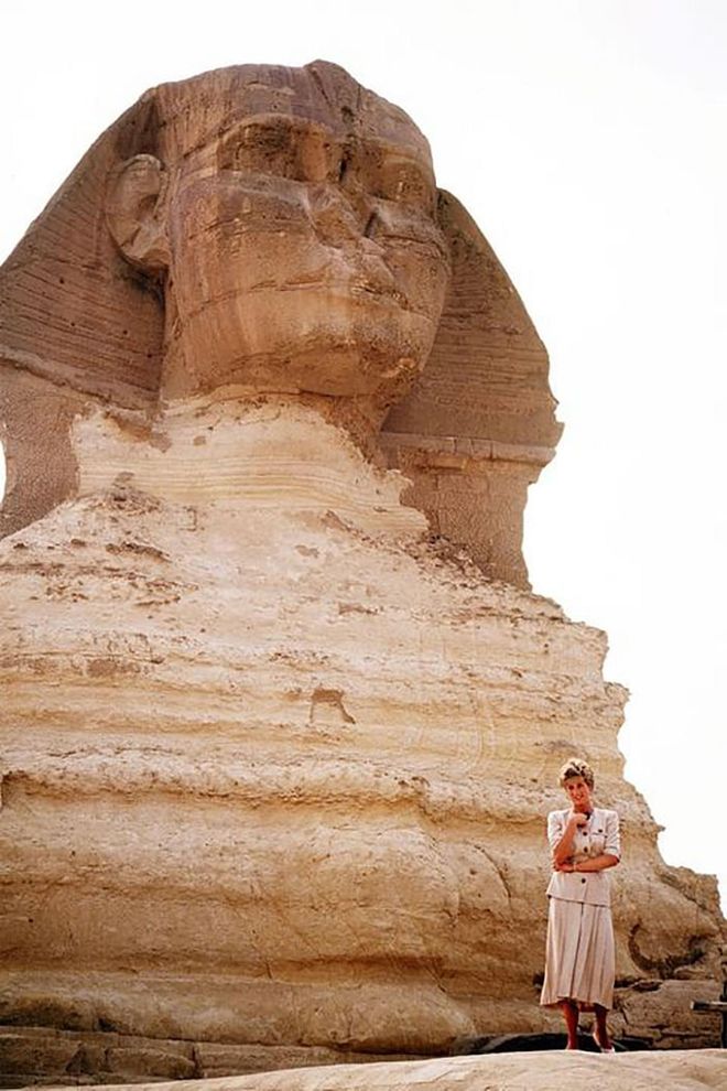 Posing in front of the Sphinx at Giza, Cairo during a visit to Egypt.

