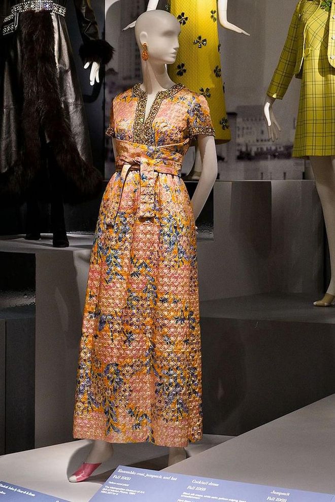 Oscar de la Renta, Evening Dress, fall 1967, synthetic matelassé with rhinestone, bead, and sequin embroidery.
