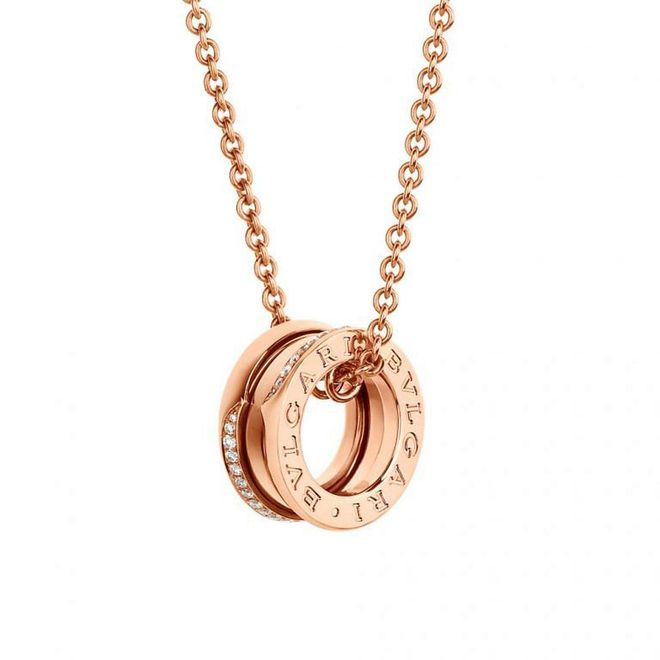 B.zero1 New Classic 18K Pink Gold Pendant With Diamonds On Matching Necklace, $7,360