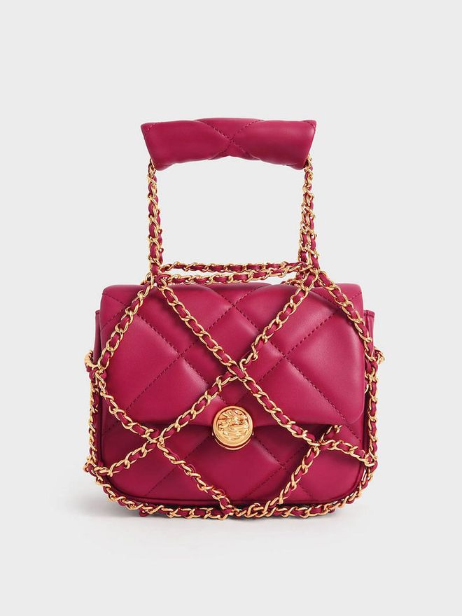 Braided Chain-Handle Quilted Evening Clutch, $99.90, Charles & Keith