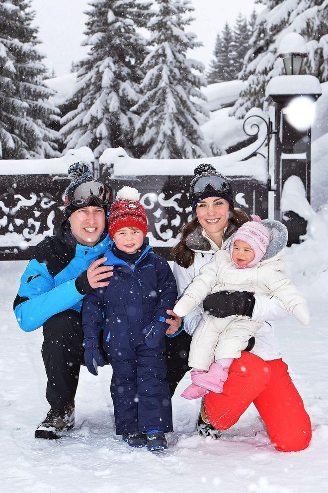 The Cambridges bundle up on a private ski vacation in the French Alps.
Photo: Getty