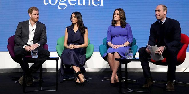 While Prince Harry, Meghan Markle, Prince William, and Kate Middleton did all appear together for the first time at Christmas, the Fab Four made their first official joint appearance at the inaugural Royal Foundation Forum. Aside from speaking about the foundation's various initiatives like mental health, United for Wildlife, and the Prince Harry-hosted Invictus Games, they also joked about the struggles that arise when working with family.