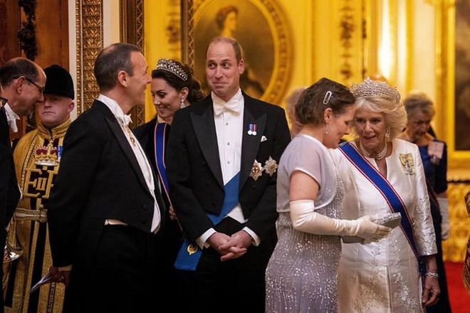 Prince William socializes with guests near Kate and Camilla, Duchess of Cornwall.

Photo: Getty
