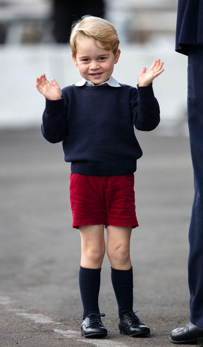It's no coincidence that Prince George is always photographed in shorts. In fact, we can expect his younger brother, Prince Louis, to be seen in them as he transitions into a young toddler. Traditionally, trousers are reserved for young adults and grown men; boys in the Royal Family are typically in shorts exclusively until the age of 8.
Photo: Getty