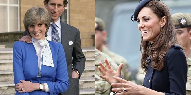 Rather than give Diana a family piece, Prince Charles bought her sapphire and diamond ring from royal jeweller House of Garrard. "There's a very famous sapphire brooch which Queen Elizabeth wears regularly, passed down from Queen Victoria. That was the inspiration for the sapphire engagement ring that the Duchess of Cambridge wears," they told MarieClaire.com during an exclusive interview. "Prince Charles had always seen this beautiful sapphire brooch of his mother's, which House of Garrard had created. When he went to House of Garrard he saw that ring, and thought it was perfect."


Prince William eventually gave Diana's ring to his wife, Kate Middleton. Photo: Getty 