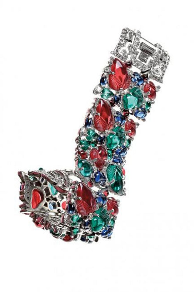 Just because this Trifari bracelet from the 1940s is made with rhinestones instead of diamonds, it doesn't mean that it isn't museum-worthy. It was included in in Fashion Jewelry: The Collection of Barbara Berger at the museum which has a constant rotation of costume jewelry on display.
