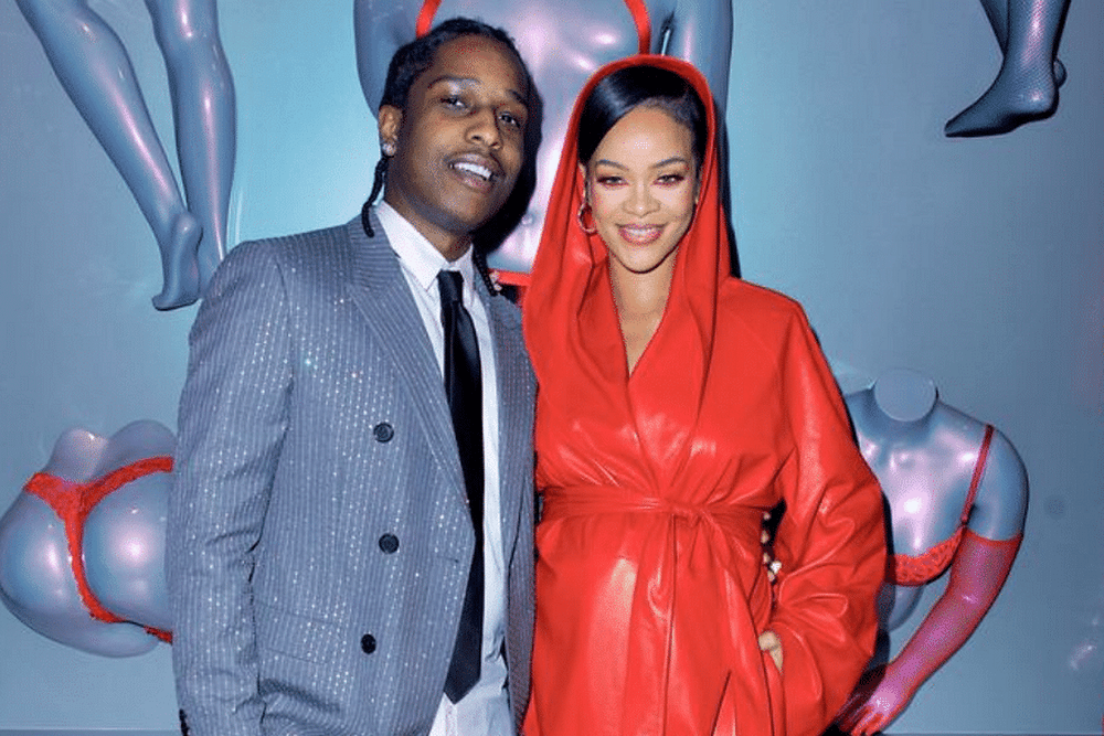 Rihanna Wraps Up In A Red-Hot Leather Coat Dress For Valentine's Date With A$AP Rocky