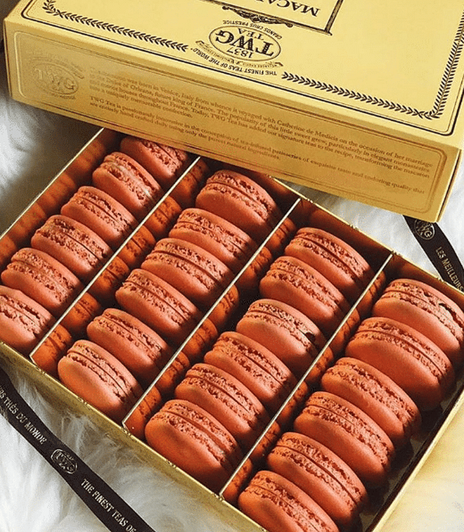<b>We recommend:</b> The wide selection of macarons. You can’t go wrong with TWG’s classic offering. Though the rose flavoured is perfect for Valentine’s Day, the Earl Grey as well as the black sesame variety are our favourites. Photo: Instagram (@twgteaofficial)