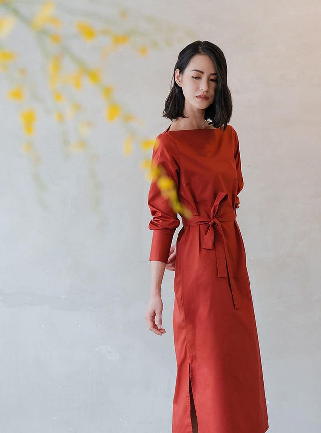 Boat-Neck Dress With Belt, $159, The Form