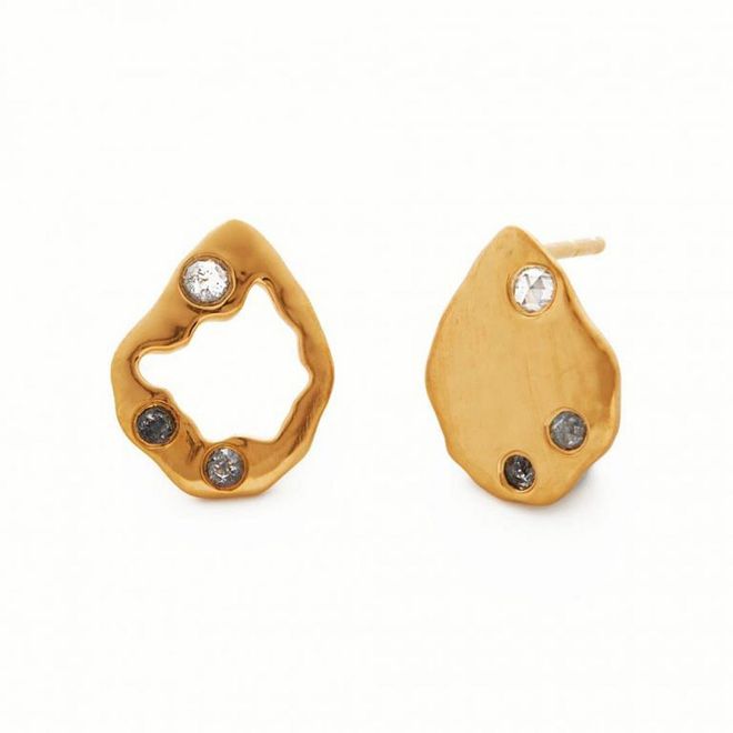 Galaxy Diamond Stud Earrings (18ct Gold Plated Vermeil), $375