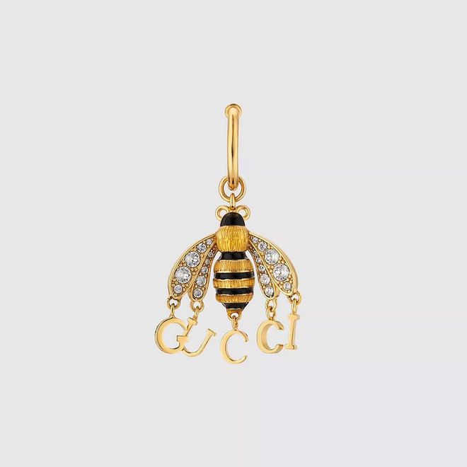 Bee Single Earring With Gucci Script, $640, Gucci