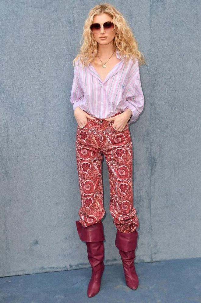 Elsa Hosk was seen at the show in patterned trousers and a striped shirt.

Photo: Jacopo Raule / Getty