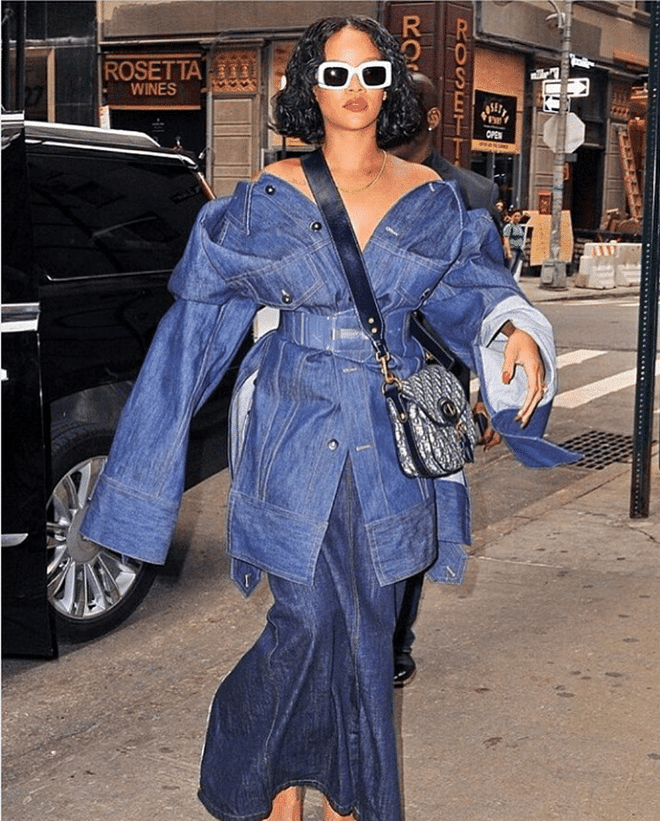 Channel your inner JT and go all out '90s, with denim on denim. Photo: @badgalriri