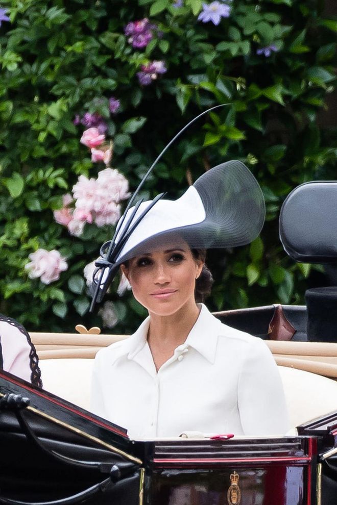 Markle wore a Givenchy white dress and a Philip Treacy hat.
Photo: Getty