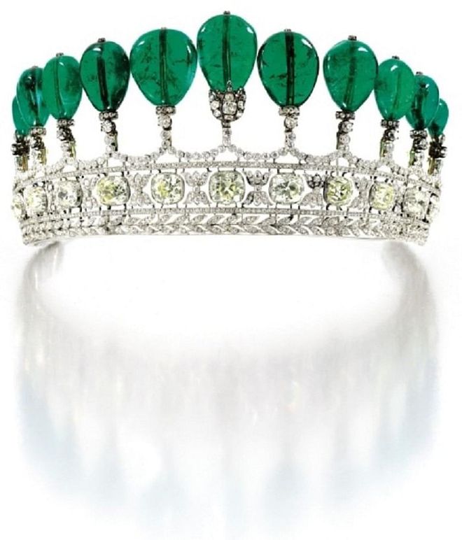 This emerald and diamond tiara is the most expensive tiara ever sold. It was bought for $12.7 million at Sotheby's in 2011. 