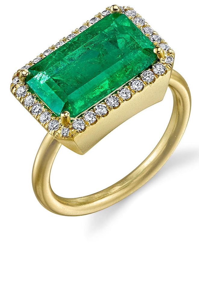 Yellow gold, diamond and emerald ring, price upon request, ireneneuwirth.com.
