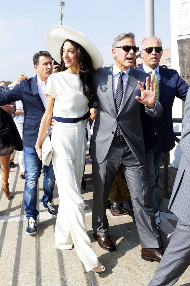 Channel Riviera chic a la Amal Clooney and invest in a white pair. Just be sure to avoid the red wine. Photo: Getty 
