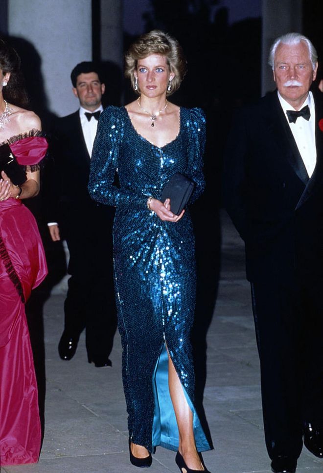 Sequins by Catherine Walker. Photo: Getty

