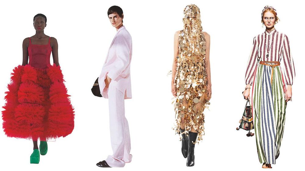 From left: Molly Goddard, Proenza Schouler, Paco Rabanne, Dior